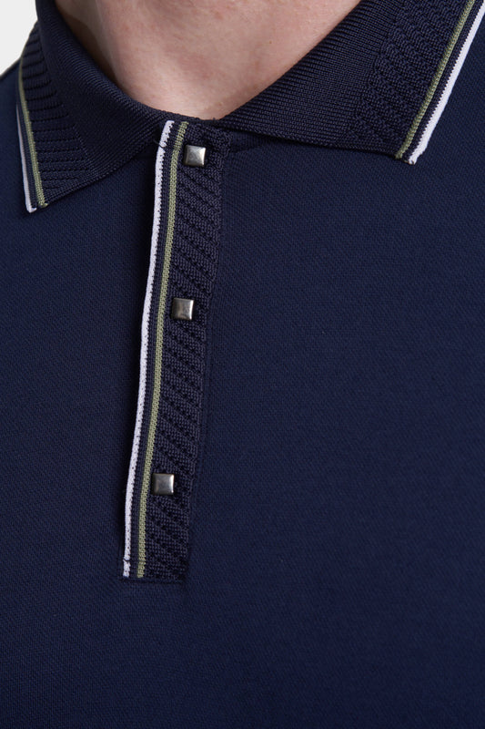 The Slim Quarter Polo (Navy) - Bright Moons