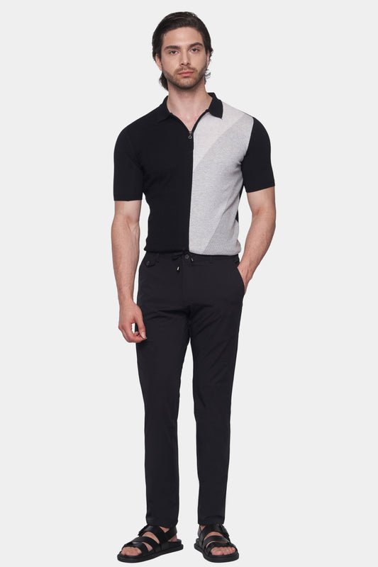 The Quarter Zip Polo (Black & White) - Bright Moons