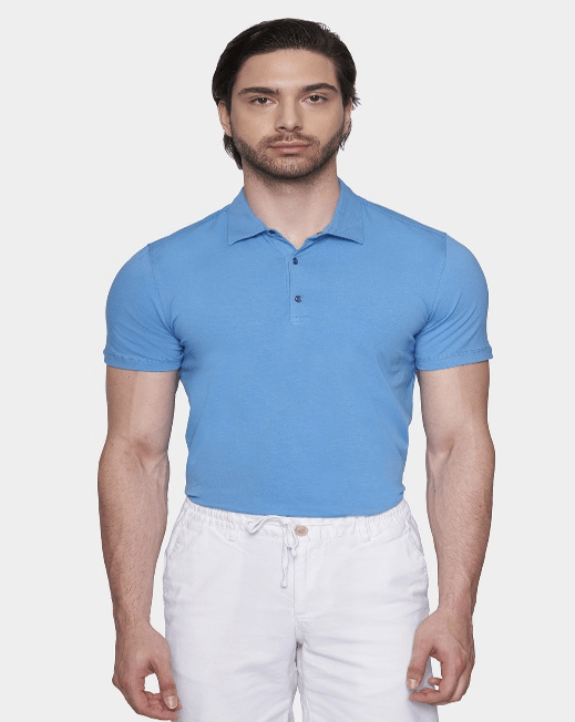 The Quarter Button Polo (Robin Blue) - Bright Moons