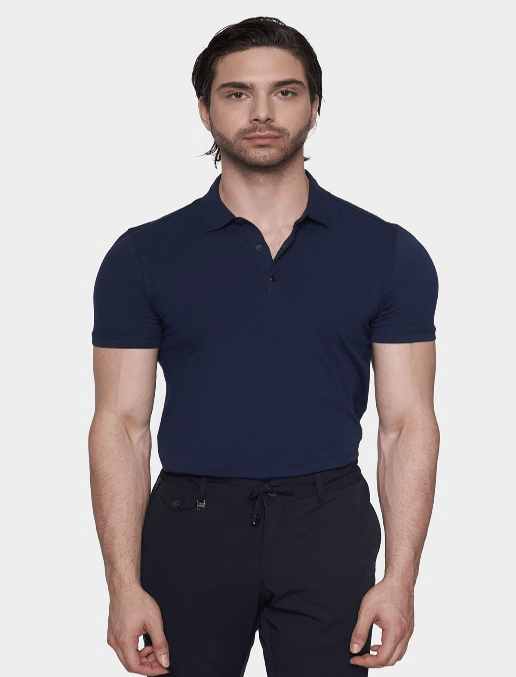 The Quarter Button Polo (Aegean Blue) - Bright Moons
