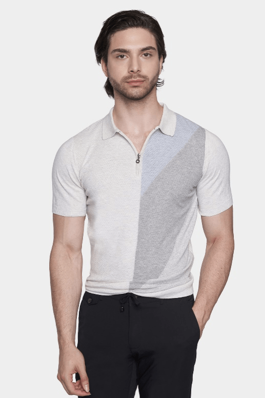 The Quarter Zip Polo (Blued Gray) - Bright Moons