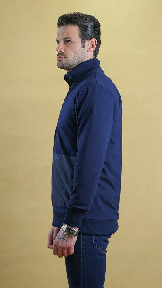 The Quarter-Panel Tech Sweater (Navy) - Bright Moons