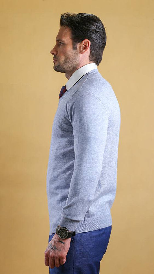 The Caravan v neck (Powder Blue) - Bright Moons