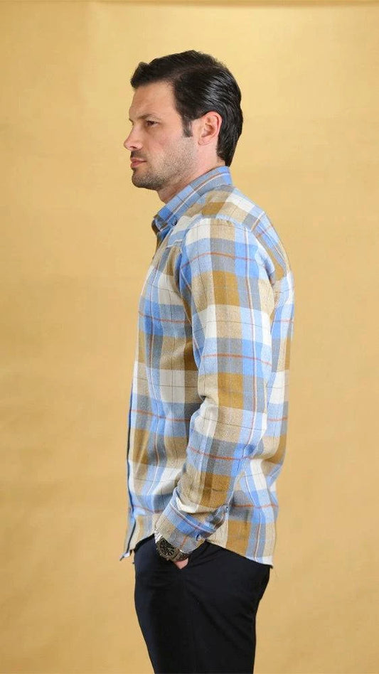 The Woodsman Shirt(Blue&Pea Plaid) - Bright Moons