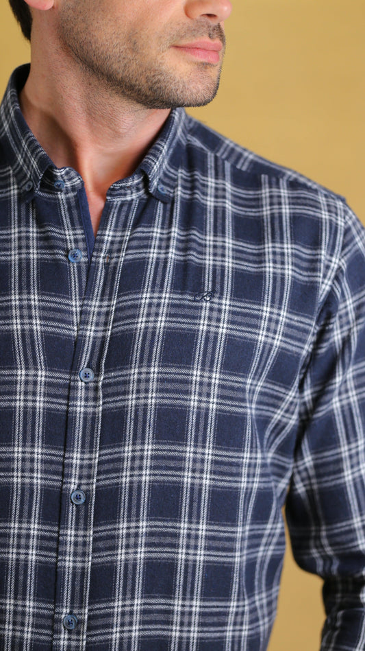 The Woodsman Shirt(Navy Plaid) - Bright Moons