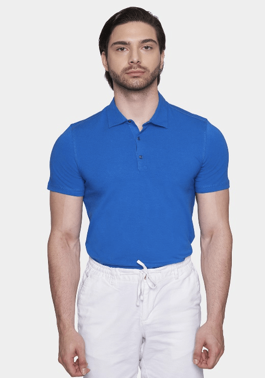 The Quarter Button Polo (Cobalt) - Bright Moons