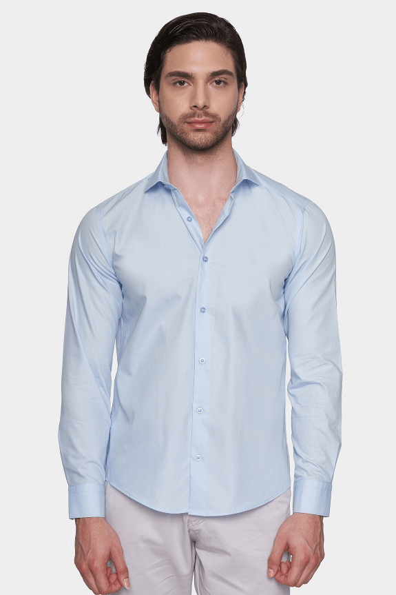 cornflower blue dress shirt Mens Next Cornflower Blue Slim Fit Cotton Stretch Long Sleeve Formal Shirt US 18 R