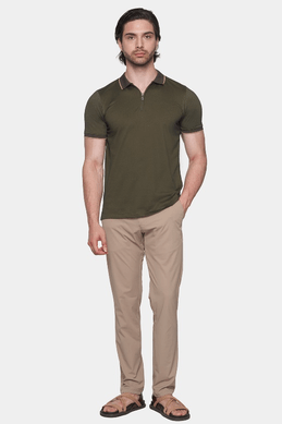 The Quarter Zip Polo (Olive) - Bright Moons
