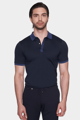 The Quarter Button Polo (Admiral Blue) - Bright Moons