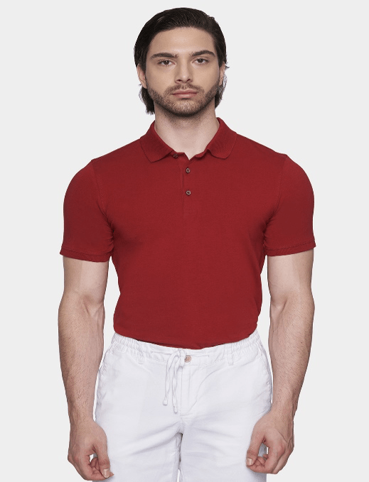 The Quarter Button Polo (Cardinal Red) - Bright Moons