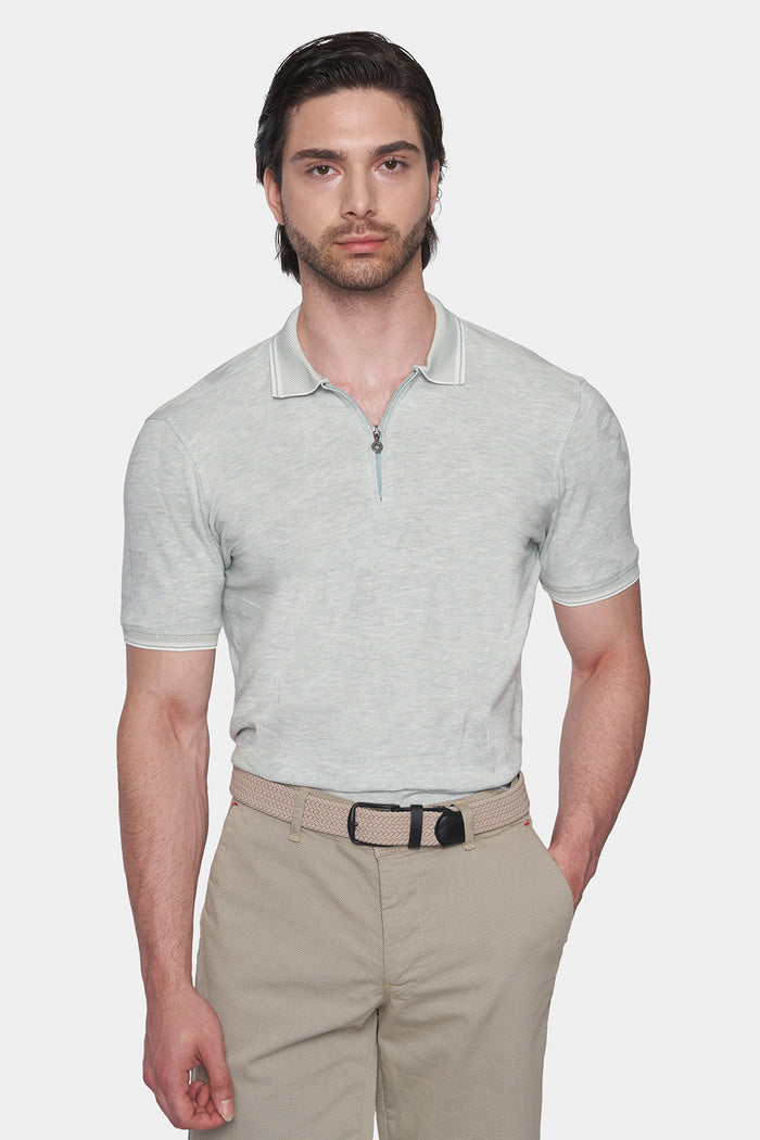 The Quarter Zip Polo (Sage)