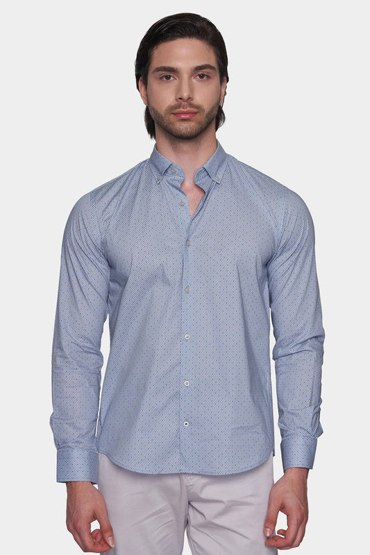 The Pattern Dress Shirt (Executive Blue) - Bright Moons