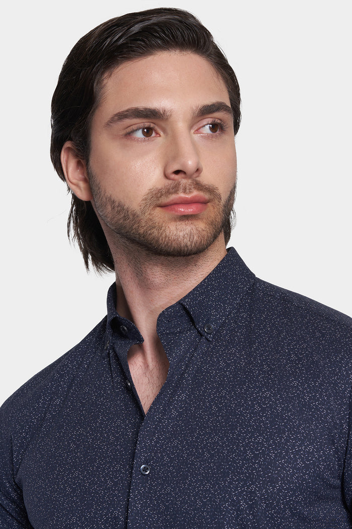 The Patterned Casual Shirt (Navy)