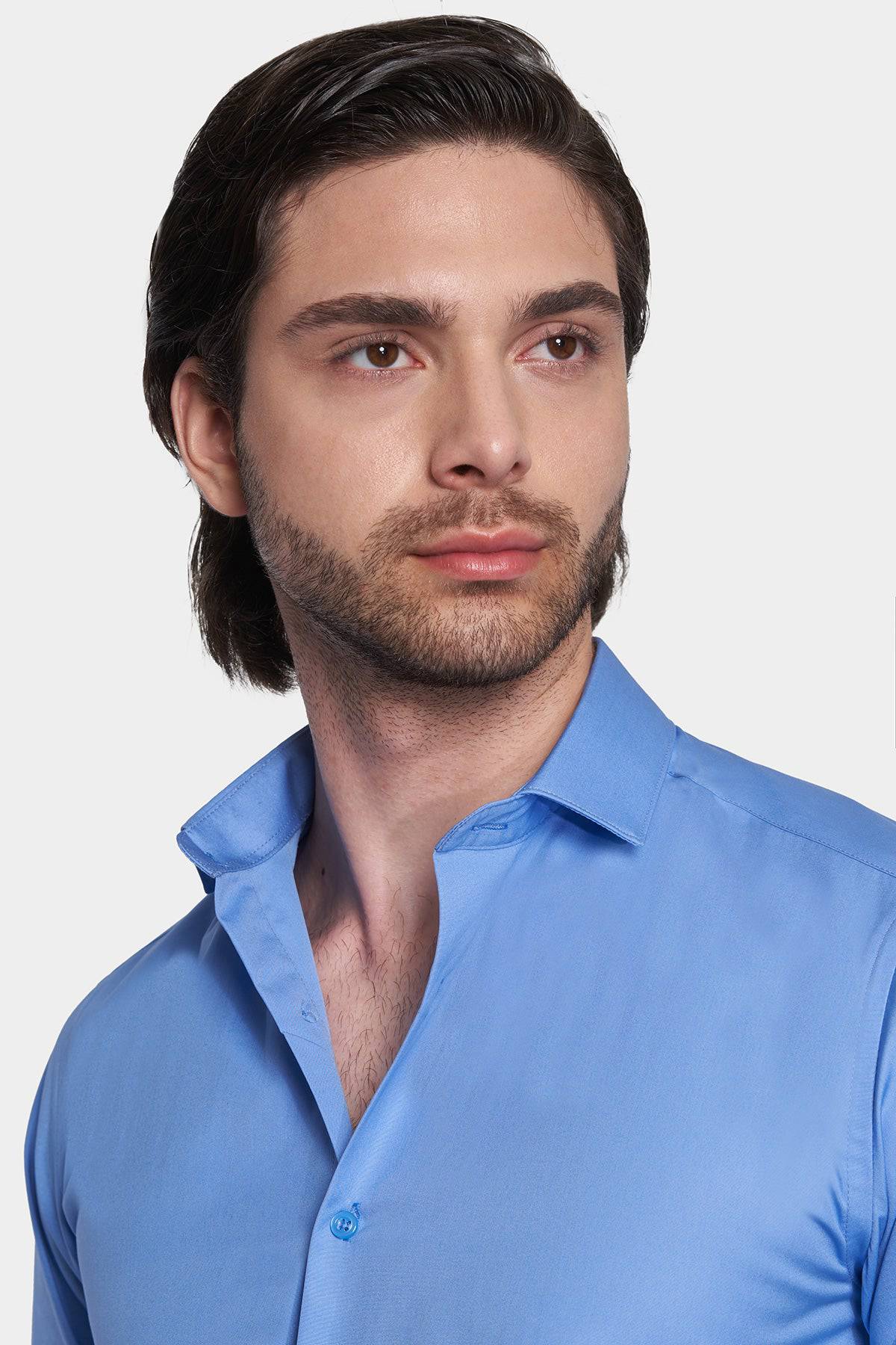bright mens dress shirts Unique Bargains Men's Satin V Neck Long Sleeves Button Down Prom Shirts L Bright Red