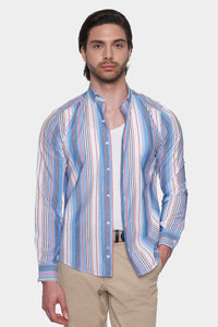 The Casual Shirt (Blue & Red Striped)