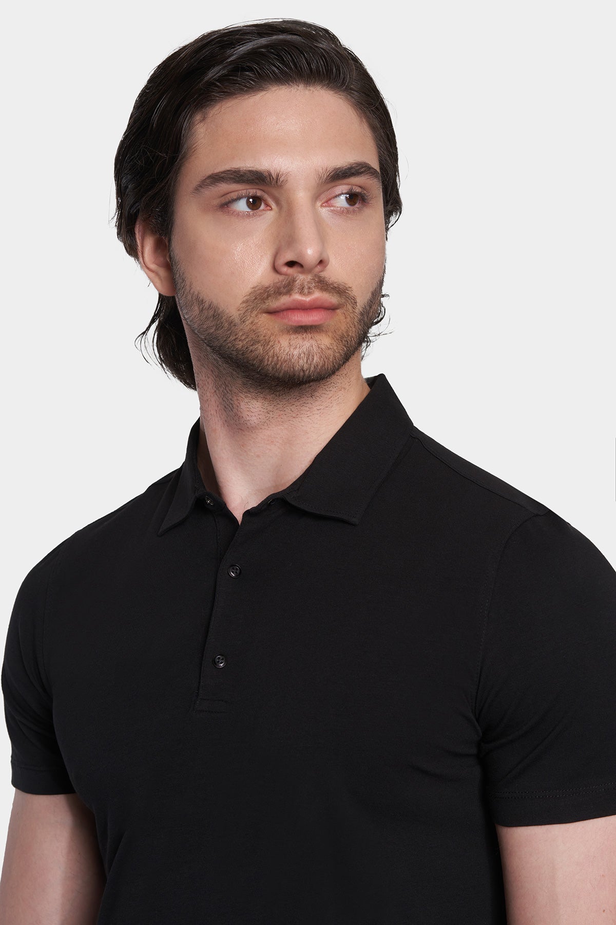 The Quarter Button Polo (Black)