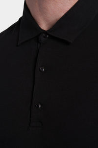 The Quarter Button Polo (Black)