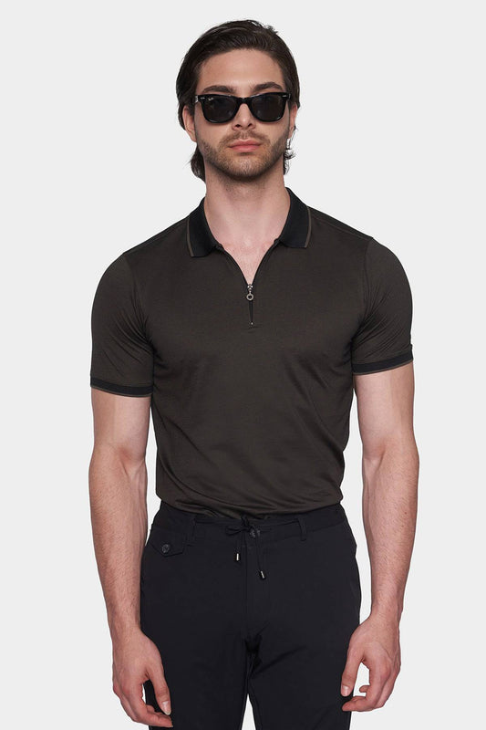 The Quarter Zip Polo (Dark Espresso) - Bright Moons