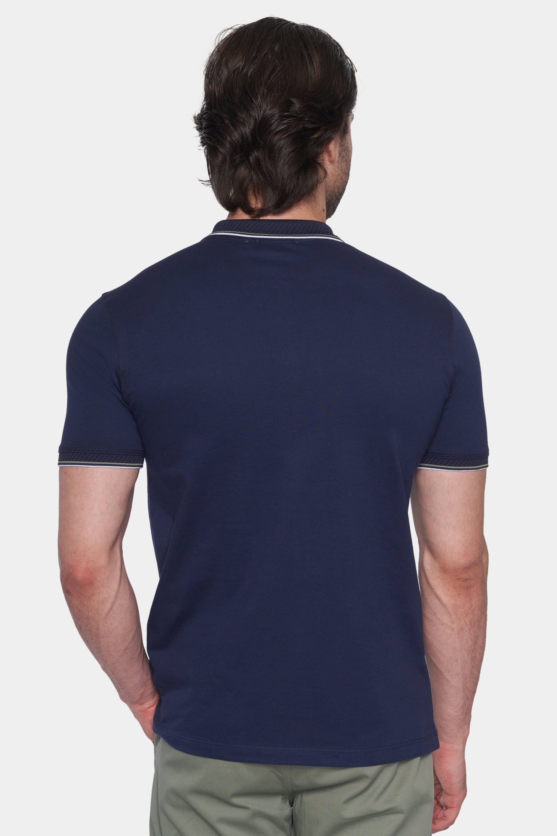 The Slim Quarter Polo (Navy) - Bright Moons