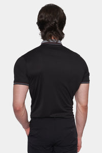 The Quarter Button Polo (Crown Black)