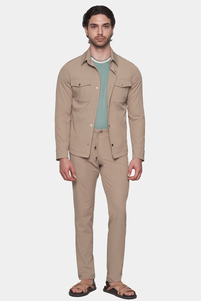 The Slim Overshirt (Beige) - Bright Moons