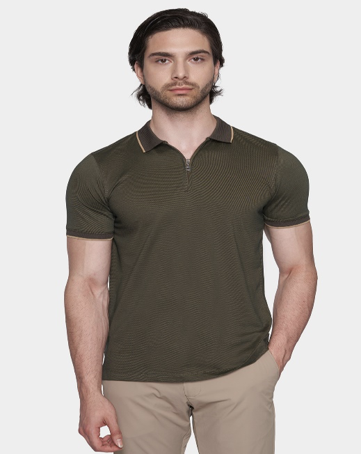 The Quarter Zip Polo (Olive)