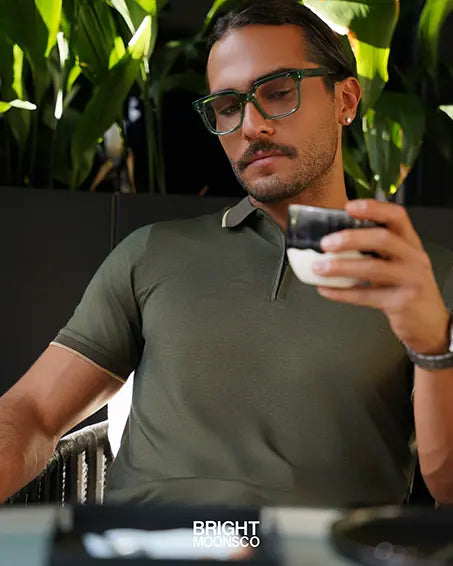 The Quarter Zip Polo (Olive) - Bright Moons