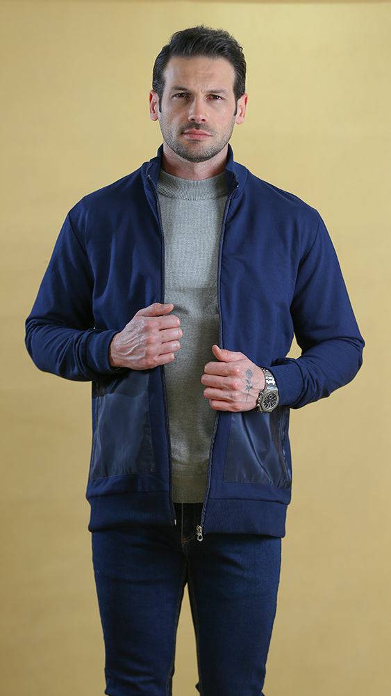 The Quarter-Panel Tech Sweater (Navy) - Bright Moons
