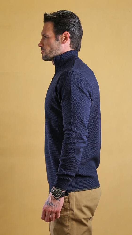 The Quarter Zipper Sweater(Navy) - Bright Moons