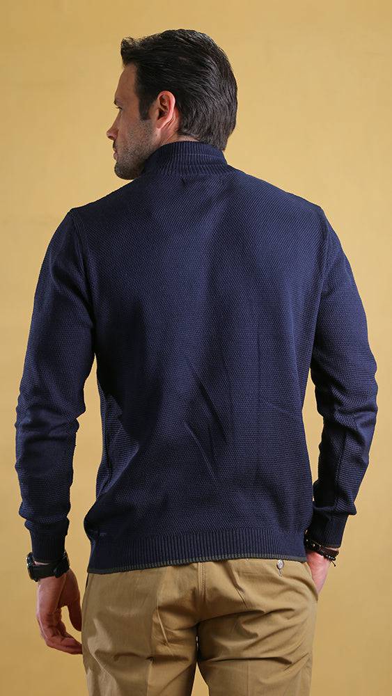 The Quarter Zipper Sweater(Navy) - Bright Moons
