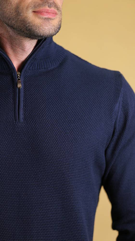 The Quarter Zipper Sweater(Navy) - Bright Moons