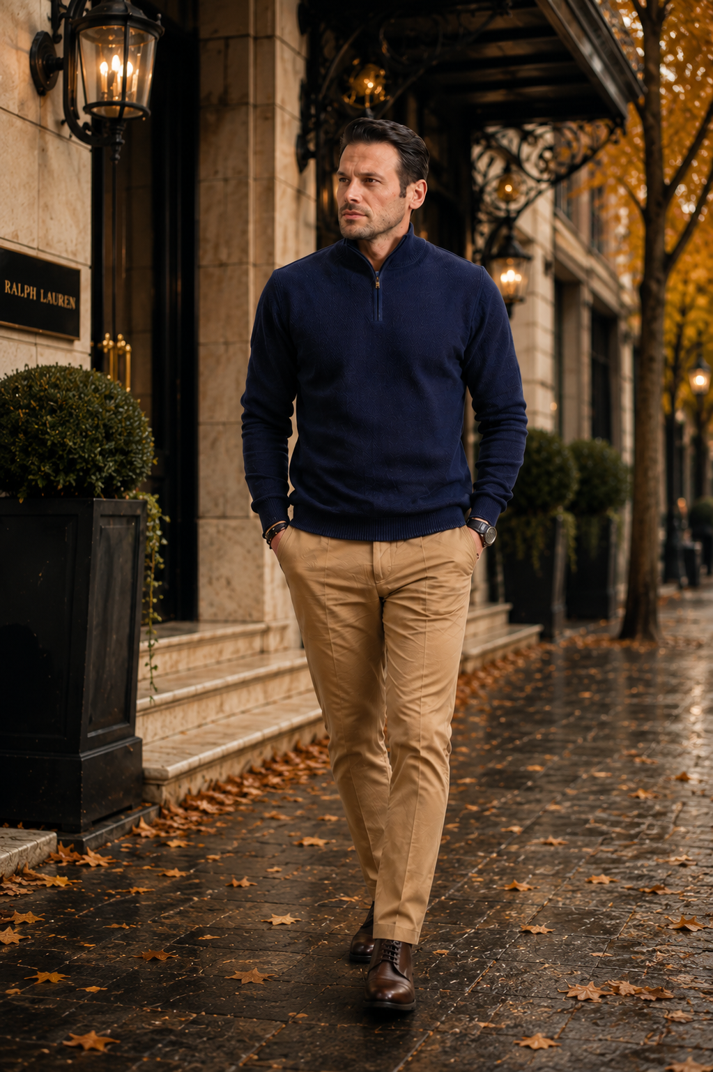 The Quarter Zipper Sweater(Navy)