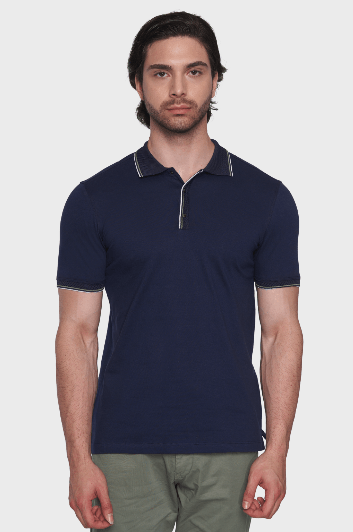 The Slim Quarter Polo (Navy) - Bright Moons