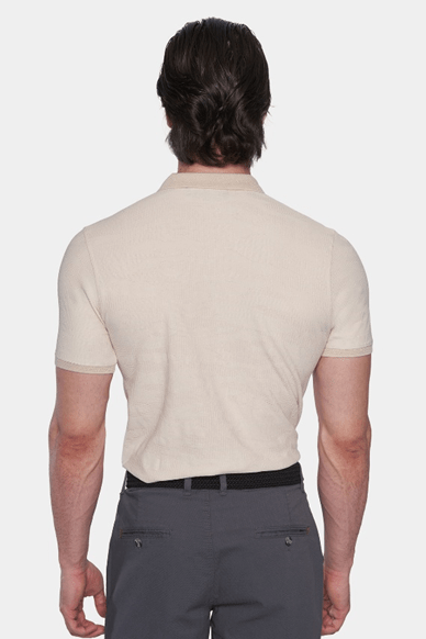 The Quarter Button Polo (Cream) - Bright Moons