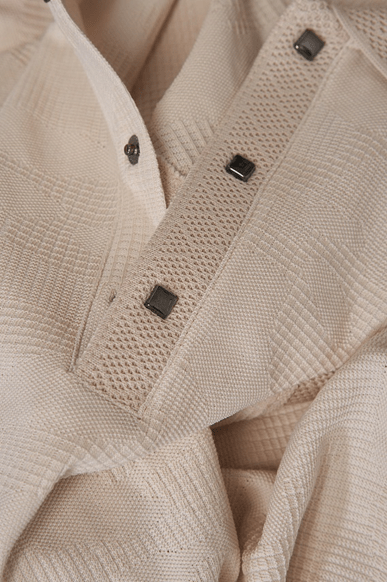 The Quarter Button Polo (Cream) - Bright Moons