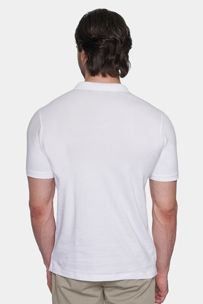 The Quarter Button Polo (White)