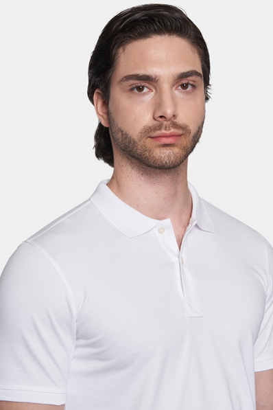 The Quarter Button Polo (White)