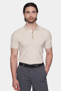 The Quarter Button Polo (Cream)