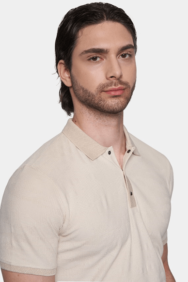 The Quarter Button Polo (Cream) - Bright Moons
