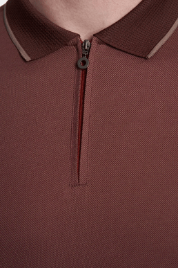 The Quarter Zip Polo (Brick) - Bright Moons