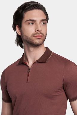 The Quarter Zip Polo (Brick) - Bright Moons