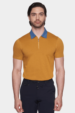 The Quarter Zip Polo (Gulf Orange) - Bright Moons