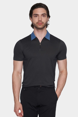 The Quarter Zip Polo (Charcoal)