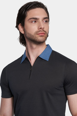 The Quarter Zip Polo (Charcoal)