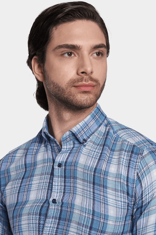 The Casual Shirt (Ocean Plaid) - Bright Moons