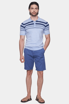 The Quarter Button Polo (Athletic Blue) - Bright Moons