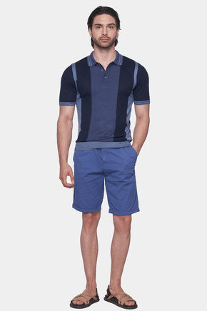 The Quarter Button Polo (Marine Blue) - Bright Moons