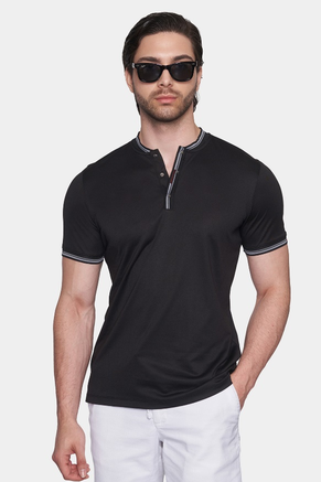 The Quarter Button Polo (Race Black)