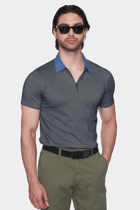 The Quarter Zip Polo (Stone) - Bright Moons