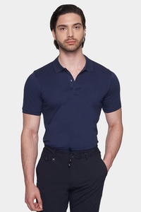 The Quarter Button Polo (Deep Sea)